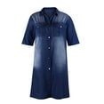 thumbnail image 3 of AOOCHASLIY Summer Clothes Womens Dresses Women's Plus Size Asymetric Denim Dresses Batwing Short Sleeve Knee Length Dress, 3 of 8