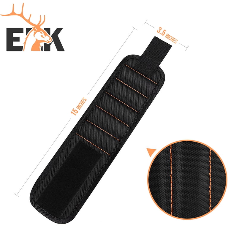 Magnetic Wristband For Tools – 10 Strong Magnets Hold Screws, Nails, Bolts & Drill Bits, Perfect Gift For Electricians & DIYers (Black)