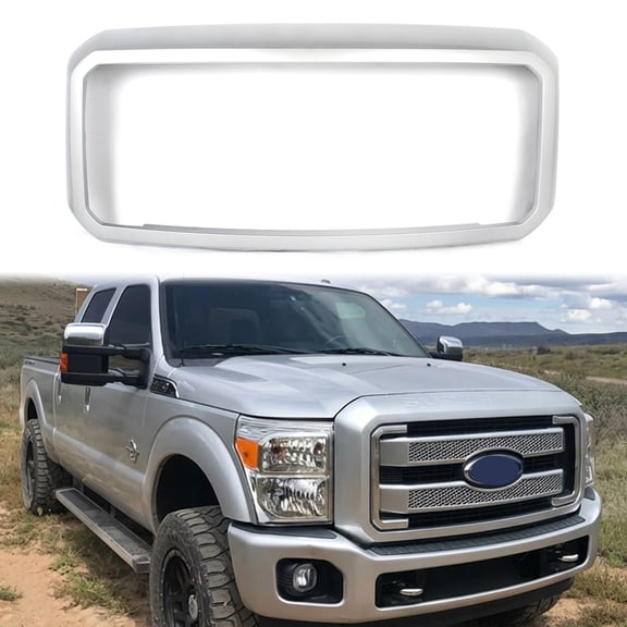 For 2011-2016 Ford F250 F350 Super Duty Grille Shell Surround Frame Ingot Silver