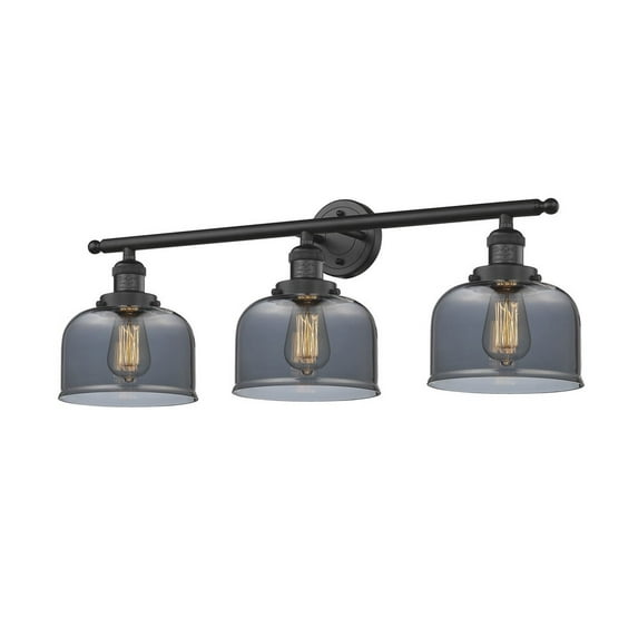 Innovations 205-BK-G73-LED Large Bell 3 Light Bath Vanity Light part of the Franklin Restoration Collection, Matte Black