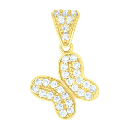 10kt Yellow Gold Womens Cubic-Zirconia Butterfly Fashion Charm Pendant