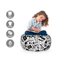 thumbnail image 2 of Music Storage Toy Bag Chair, Blues Jazz Punk Rock Various Type of Folk Indie Rap Reggae Peace Sign Sing Art, Stuffed Animal Organizer Washable Bag, Large Size, Black White, by Ambesonne, 2 of 3