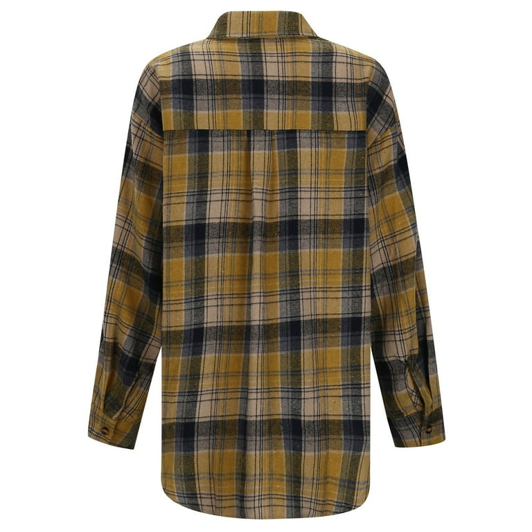 Hessimy Womens Casual Flannel Plaid Shirts Oversized