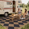 thumbnail image 3 of DEORAB Outdoor Rug 5'x 8' Polypropylene Surface Washable UV-Resistant Carpet Patio Deck Porch，Black & Coffee, 3 of 12