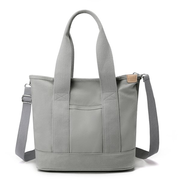 Bolso Hombro Lona para Mujer Bolso Informal Portátil Sencillo para Ir Compras (gris)