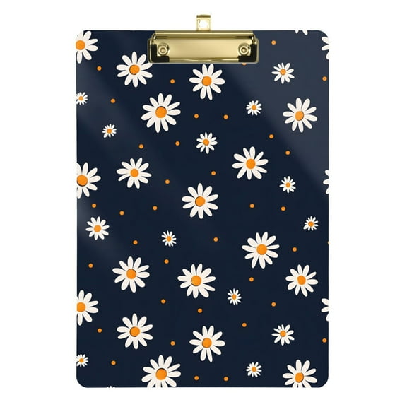 Plastic Clipboard Acrylic Hanging Clip Board with Gold Low Profile Office School Supplies 12.5x9 Cute Little Daisy