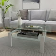 thumbnail image 6 of 35.5'' Round Whole Black Coffee Table, Clear Coffee Table，Modern Side Center Tables for Living Room， Living Room Furniture (Black12), 6 of 14