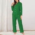 thumbnail image 2 of Fuzoiu Green St. Patrick’s day Print Women's Long-Sleeved Pajama,Lounge Button Down Nightwear,Womens Notch Collar Pajama Set-XX-Large, 2 of 7