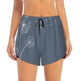 thumbnail image 2 of KLL White Dandelion Pattern Shorts Women,Athletic Shorts High Waisted Running Shorts Pocket Sporty Short Gym Elastic Workout Shorts-Large, 2 of 7