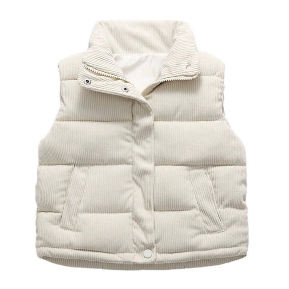 Corduroy Vest for Toddler Baby Sleeveless Winter Jacket Stand Collar Thick Warm Coat Boys Girls Outwear Sleeveless Wintercoat