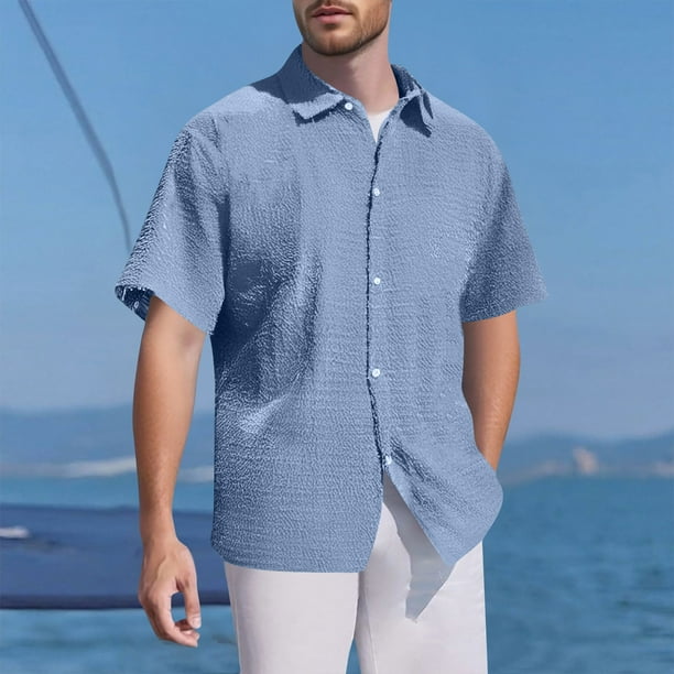 pstuiky camisetas de hombre, Blusa informal de manga corta con cuello vuelto y color liso para hombre camisas casuales para hombre l