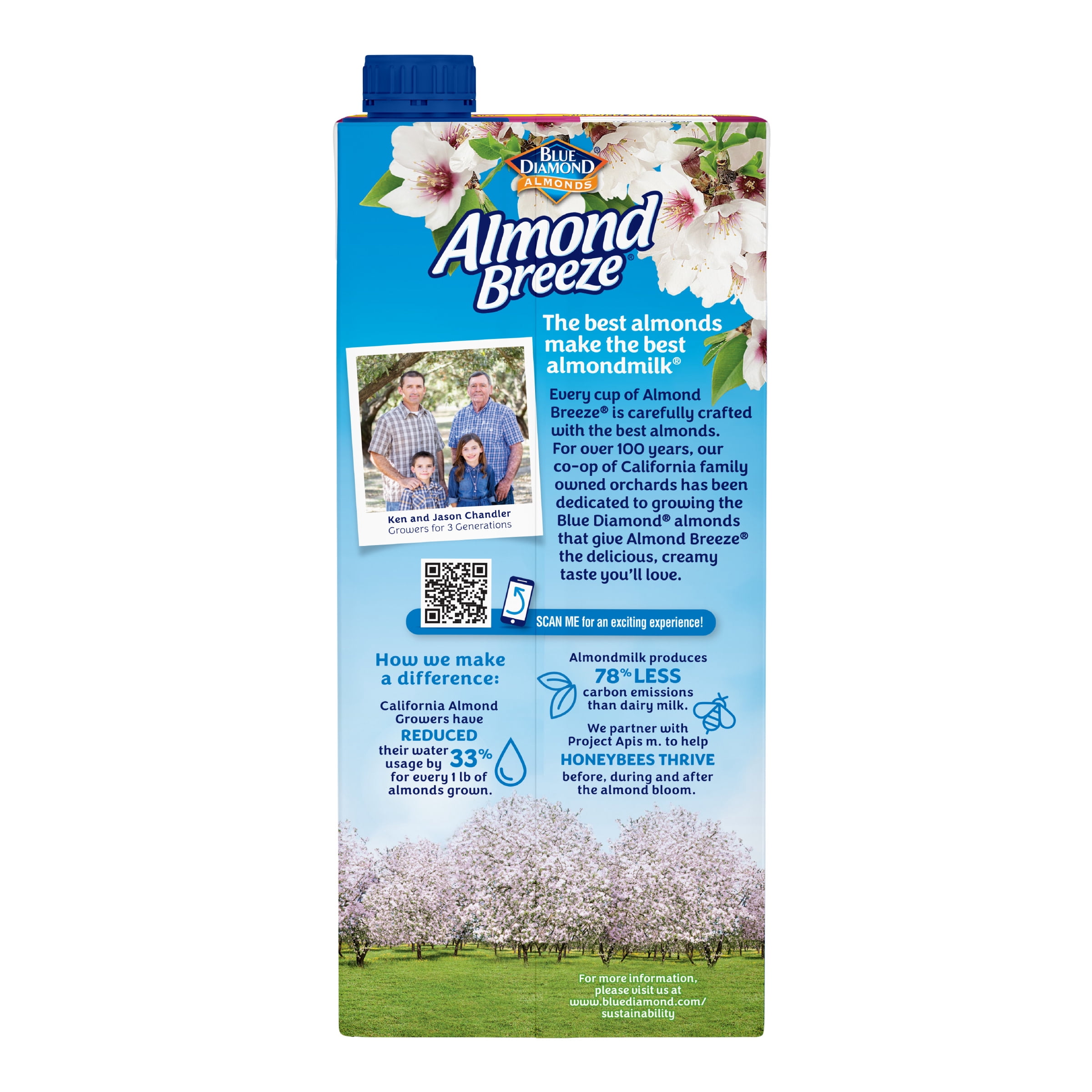 Almond Breeze Shelf-Stable Unsweetened Original Dairy-Free Almondmilk, 32 oz