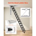 thumbnail image 2 of VEVOR Steel Attic Ladder Ceiling-Mounted Attic Stairs for 9.5 to 10.2 ft Ceilings, 2 of 9