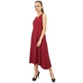 thumbnail image 4 of Bimba Women's Designer Rayon Dress With Pockets Solid Maroon Maxi With Scarf - 12, 4 of 5