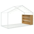 thumbnail image 6 of Harper & Bright Designs Twin Size Metal House Bed for Boys Girls, Floor Bed Frame with Shelves and Lights, White, 6 of 12