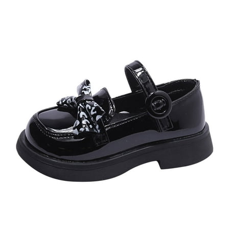 

Toddler Shoes Summer Children Casual Shoes Girls Leather Shoes Thick Soles Non Slip Buckle Patterns Bow ( Color: Black Size: 23 )