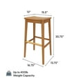thumbnail image 3 of Plank+Beam 30" Bar Stool, Set of 2 Solid Wood Modern Kitchen Stools, Saddle Seat Backless Bar Height Chair with Metal Footrest, Pecan, 3 of 10