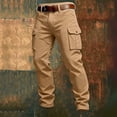 thumbnail image 6 of Busydd Cargo Pants for Men Solid Color Multi Pocket Work Trousers Outdoor Straight Leg Hiking Pants S, 6 of 6