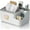 White, variant on Multifunctional Tissue Box Cover with Storage,Square Tissue Box Holder and Remote Box,Modern Cube Tissue Cover Bedside Organizer for Nightstand End Table.