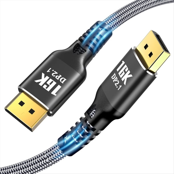 Cable de Audio y Video DisplayPort 2.1 de 16K, 8K A 120 Hz, 4K A 240 Hz, 80 Gbps, HDR, para Portátil, TV, Proyector, Monitor de Juegos.