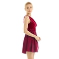 thumbnail image 3 of Hansber Womens Ballet Gymnastics Dress Cut Out Asymmetric Chiffon Stretchy Lyrical Dancewear A Wine Red S, 3 of 7