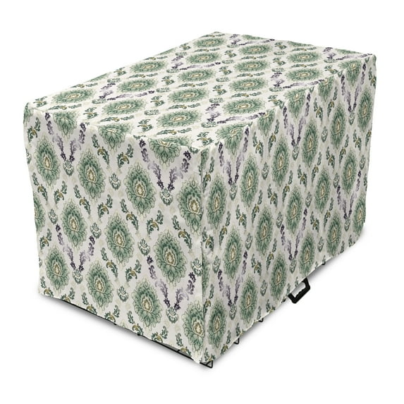 Classical Dog Crate Cover, Victorian Damask Style Nostalgia Pattern, Easy to Use Pet Kennel Cover Small Dogs Puppies Kittens, 7 Sizes, Multicolor, by Ambesonne
