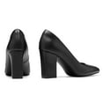 thumbnail image 6 of Zhabtuc Women's Pointed Toe Chunky High Heels Closed Toe Block Heels Slip on Pumps Dress Office Pumps Shoes for Lady Black Size 11, 6 of 7