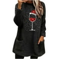 thumbnail image 2 of Sherpa Sweatshirt Women Fleece Pullover Crewneck Long Sleeve Tunic Tops Red Wine Glass Oversized Fuzzy Warm Sweatshirts With Pockets, 2 of 4