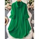 thumbnail image 2 of Vestido Casual Talla Grande Camisa Botones Cuello Solapa Mangas Enrolladas Sólido Mujer Casa de los Tesoros, 2 of 4