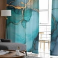 thumbnail image 4 of Teal Golden Marble Sheer Curtains 72 Inches Long 2 Panels Set, Window Sheer Curtains for Living Room/Bedroom, Aesthetics Modern Abstract Art Light Filtering Rod Pocket Curtain 52'' x 72'' x 2, 4 of 7
