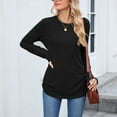thumbnail image 5 of ClodeEU Women's Long Sleeve Crew Neck Shirts,Fall Slim Fit Tunic Casual Basic Tee Black,Womens Plus XL, 5 of 8