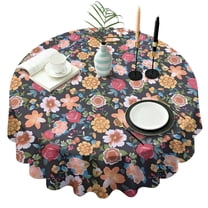 Pioneer Flower Floral Print Pattern Round Tablecloth 60"x60",Wrinkle Wipeable Table Cloth for Kitchen Dining Room Picnic Patio Party