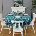 thumbnail image 2 of Blue Green Checkered Pattern Round Tablecloth 60"x60",Wrinkle Wipeable Table Cloth for Kitchen Dining Room Picnic Patio Party, 2 of 6