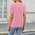 thumbnail image 5 of Icvfdpl Womens Tshirt Slim Fit Short Sleeve With Button Design Striped Pattern Top Casual Wear Dailywear Soft L, 5 of 5