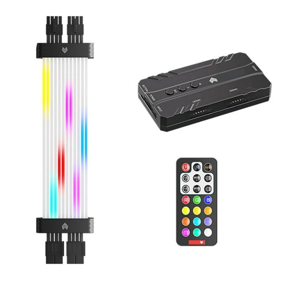Dual 8Pin ARGB Graphics Card Power Supply Cable RGB Power Extension Cable RGB PSU Cable for 30XX 40XX Graphics Cards A
