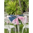 thumbnail image 2 of Outdoor Tablecloth with Umbrella Hole and Zipper, Valentine's Day Round Table Cloth 60 Inch Waterproof Tablecloth, Pink Roses Floral Romantic Striped Picnic Table Cover for Patio Camping, 2 of 7