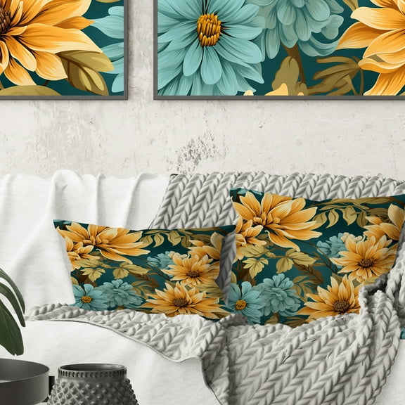 Designart "Shores Of Sunflowers I" Tropical Printed Throw Pillow