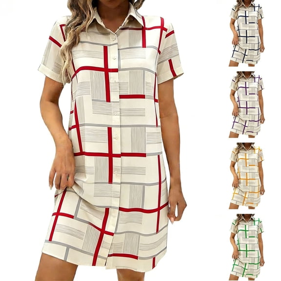 Mifsaly Button Down Dress for Women Short Sleeve Shirt Dresses Casual Summer Everyday Travel Vacation Sundresses XL