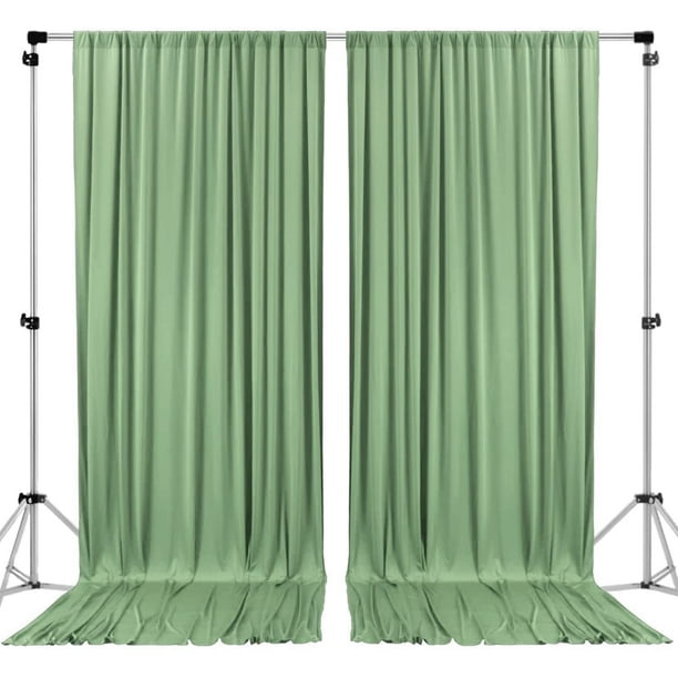 Cortinas de poliéster con telón de fondo de 3 m x 2,4 m, color verde salvia