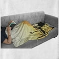 thumbnail image 6 of Venice Soft Flannel Fleece Blanket, Romantic Italian City at Sunrise Line of Gondolas Lagoon and Silhouette Image, Cozy Plush for Indoor and Outdoor Use, 70" x 90", Mustard and Black, by Ambesonne, 6 of 6