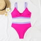 thumbnail image 4 of Conjunto de Bikini de Cintura Alta para las Mujeres Bloque de Color Cruzando Suspensiones, Traje de Baño de Moda sin Espalda Sexy, 4 of 5