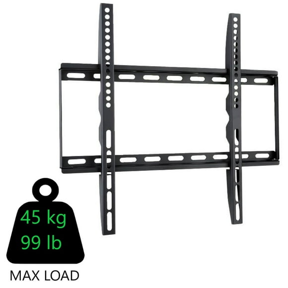 Techly 23" to 55" Slim Fixed LCD/LED TV Wall Mount - VESA up to 400x400 mm - Holds up to 45 kg, Black