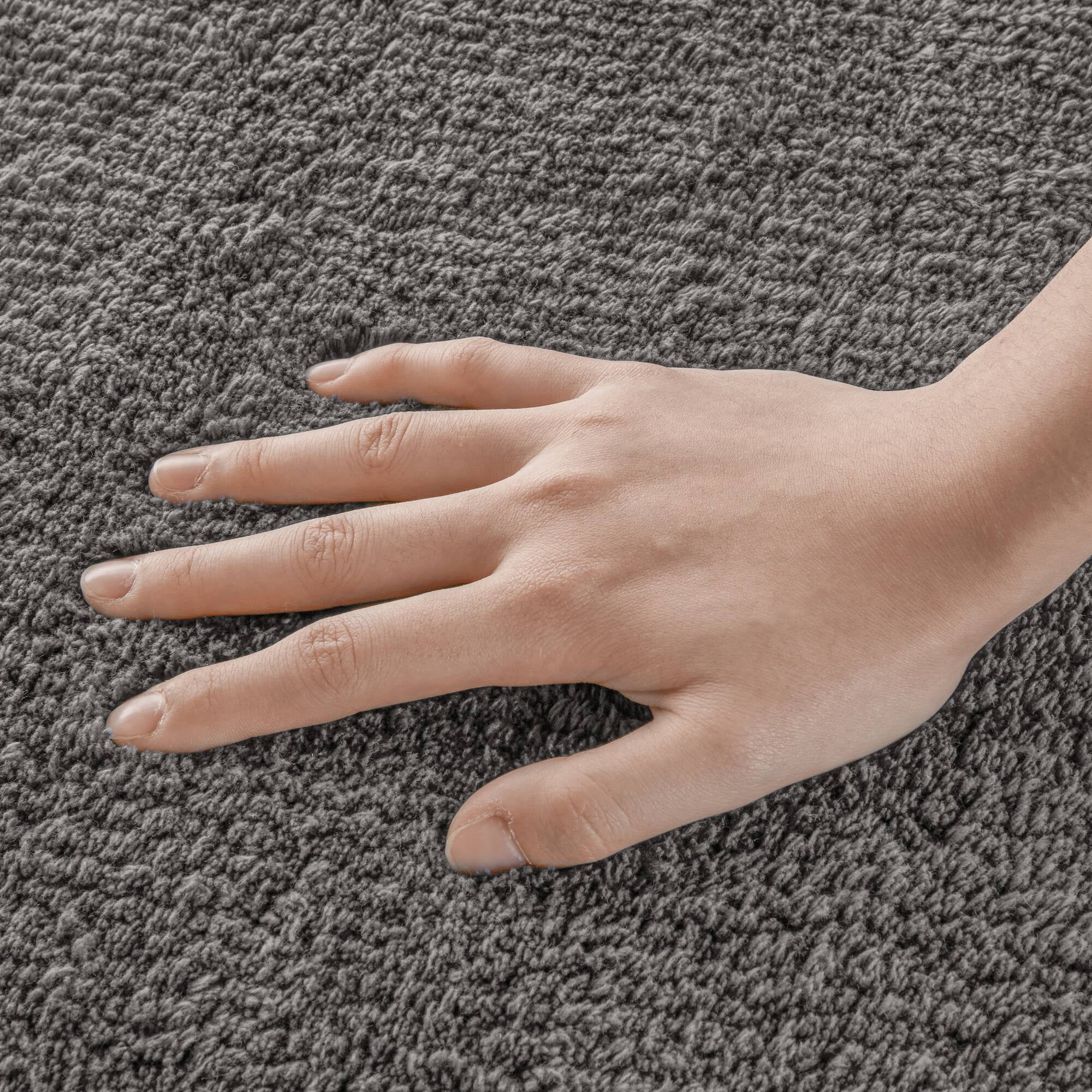 20x30 Inches Reversible Bath Rug, 100% Cotton 3000 GSM Tufted Bath Mat, Charcoal Luxury Soft Plush Bathroom Rug for Bathroom Shower Floor Home Decor