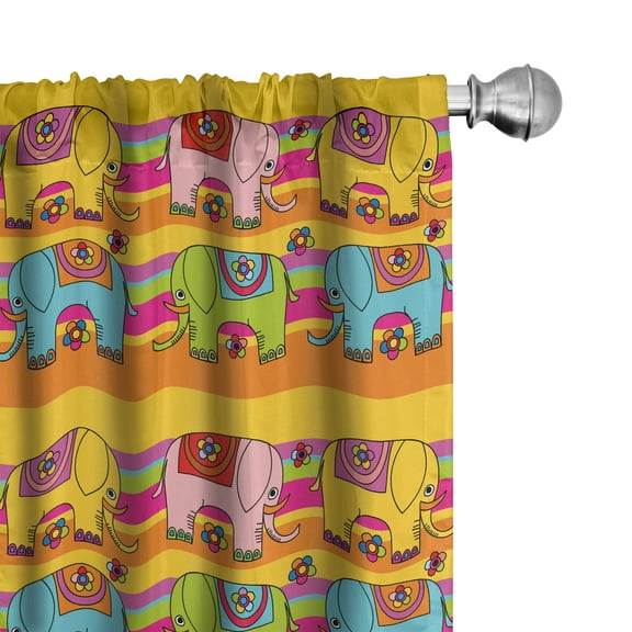 Ambesonne Animal Cartoon Curtains, Funky Floral, Pair of 28"x95", Multicolor
