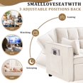 thumbnail image 6 of 53 inch 3-in-1 Convertible Sofa Bed  Pull Out Sofa, Multi - Functional Loveseat Sleeper with Adjustable Back, Side Pockets & Smooth Wheels, Velvet Upholstered for Living Room, Beige, 6 of 7