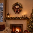 thumbnail image 5 of 2PC Christmas Snowman Wreaths for Front Door, Christmas Hanging Sign, 17.7 lnch Plaid Bow Snowman Wreath with Warm Light, Pine Cone, Berry, Rustic Door Hangings for Indoor, Outdoor, 5 of 6