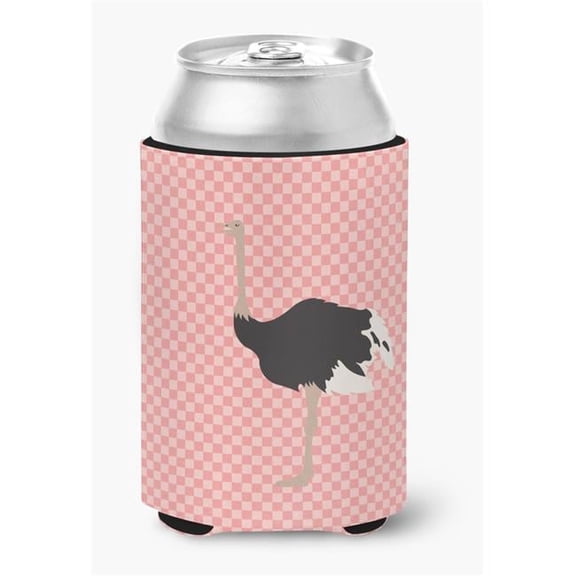 Carolines Treasures BB7924CC Common Ostrich Pink Check Can or Bottle Hugger