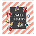 thumbnail image 3 of Sweet Dreams Shower Curtain, Diagonal Striped Backdrop with a Frame with Various Feminine Fashion Icons, Fabric Bathroom Set with Hooks, 69W X 70L Inches, Multicolor, by Ambesonne, 3 of 3