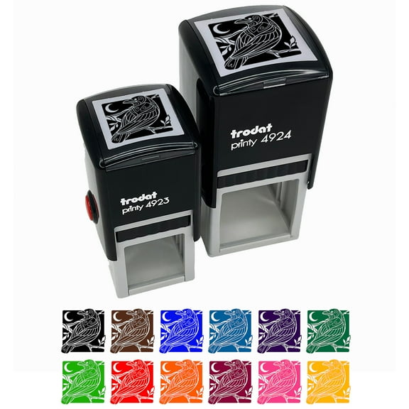 Runic Tribal Rune Raven Self-Inking Rubber Stamp Ink Stamper - Black Ink - Small 1 Inch