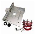 thumbnail image 2 of VONKY Router Lift Table Base Aluminum Alloy Table Wood Insert Plate Board Trimmer Guide Woodworking Work Trimming Bench 3 pcs/Silver+base, 2 of 6